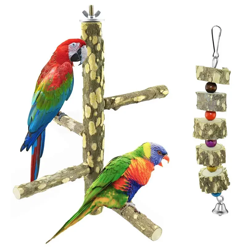 

Bird toy, bird stand stick, stand pole, bird supplies set, bite Sichuan pepper, wooden habitat, stand stick, parrot toy