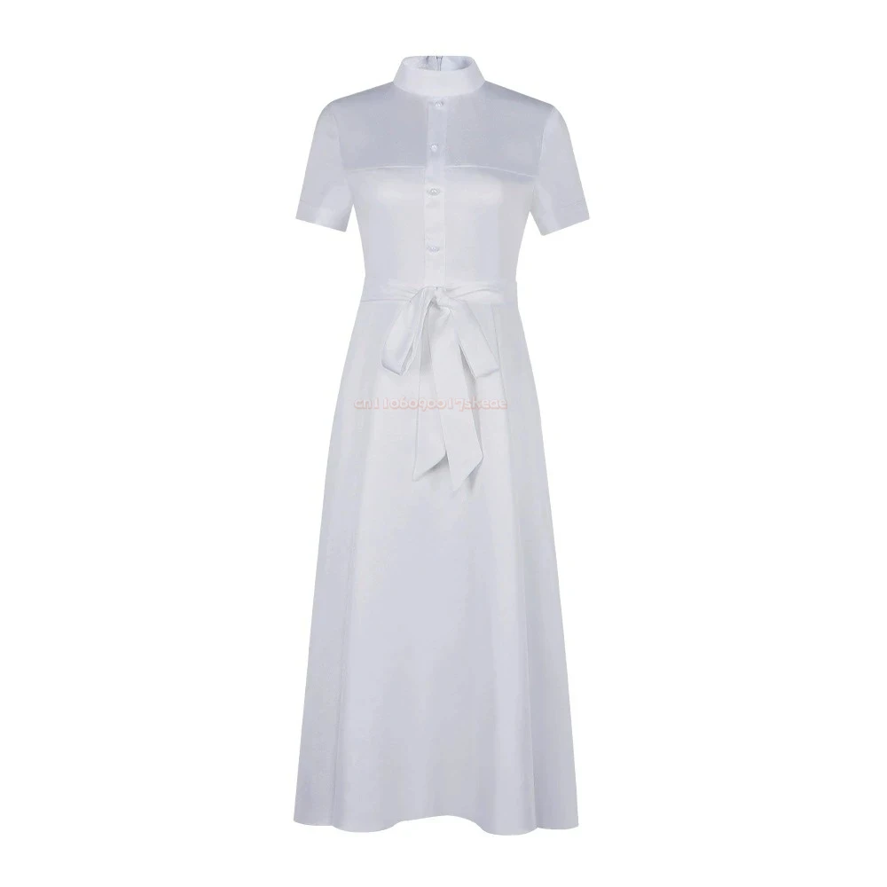 ‌ أنيمي واتشي وو تابيتاي هيتودينشي كاواسومي شيري ‌   أزياء تنكرية للنساء فستان أبيض زي أداء المسرح للهالوين