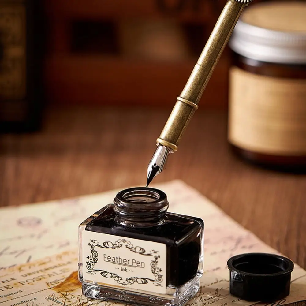 

Ретро-пенсилетка в стиле панк с эффектом намокания, со сменными 5 наконечниками, винтажная роскошная металлическая ручка для подписи, перьевая ручка в европейском стиле