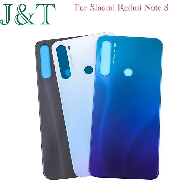 For Xiaomi Redmi Note 8 Back Battery Cover Rear Housing Door Glass Panel Case Replacement Parts with camera lens+With Logo