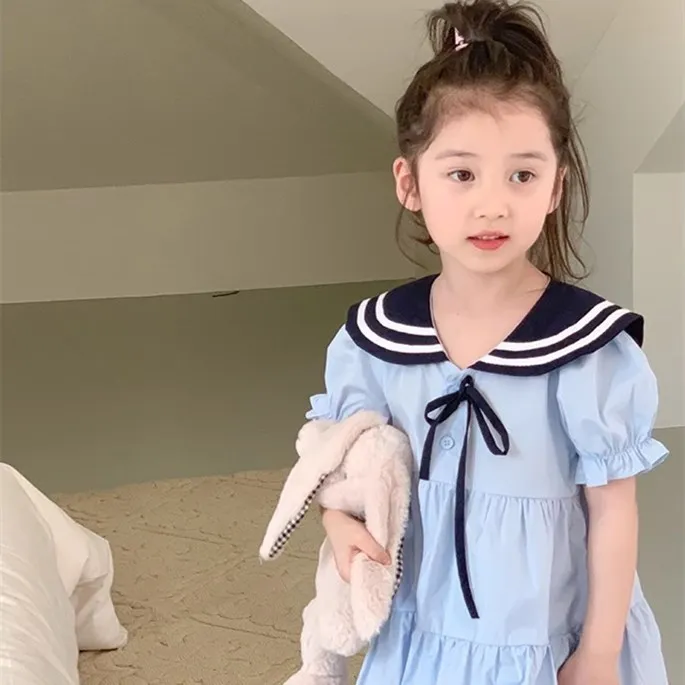 Girls Skirt College Style Ribbon Dress Princess Dress 2026 Summer Outfit New Childrens Clothing