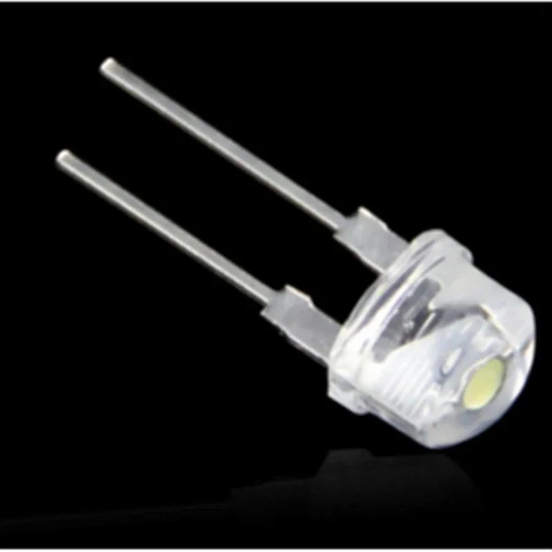 100 pcs 8mm 0.5W 3.2~3.4V Straw hat white LED High-power Emitting Diode Light For Sale