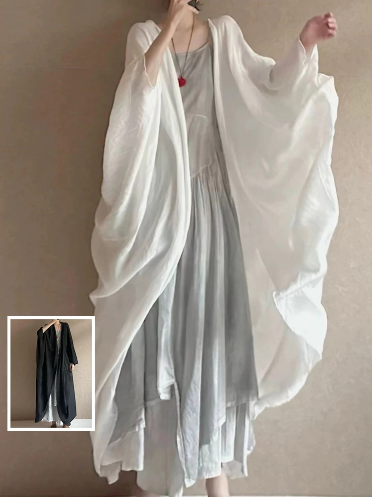 Plus Size Damen Sommer Dünne Farbe Batwing Sve Offene Strickjacke Lange Lose auf Sle Sonnenschutz Oberbekleidung
