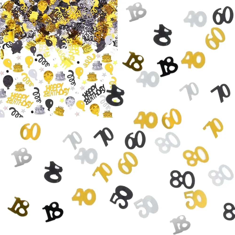 زينة طاولة حفلات أعياد الميلاد السعيدة باللون الذهبي لتزيين سطح الطاولة مع قطع قصاصات احتفالية لجو الحفلات #3