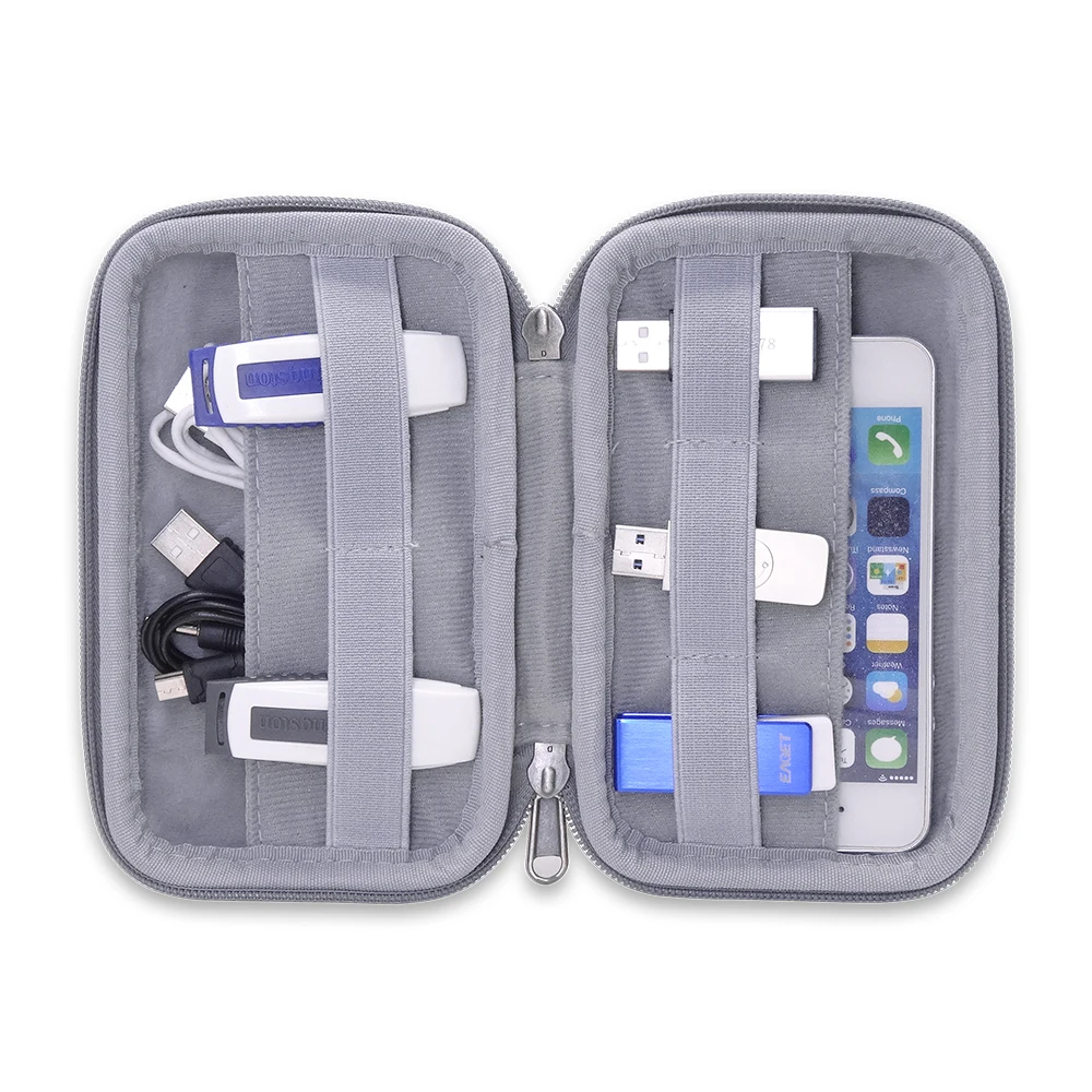 USB Flash Drive Case EVA Hard Shell Shockproof Tech Pouch Electronics Organizer Storage Bag for Power Bank Hard Drive Cable Mini