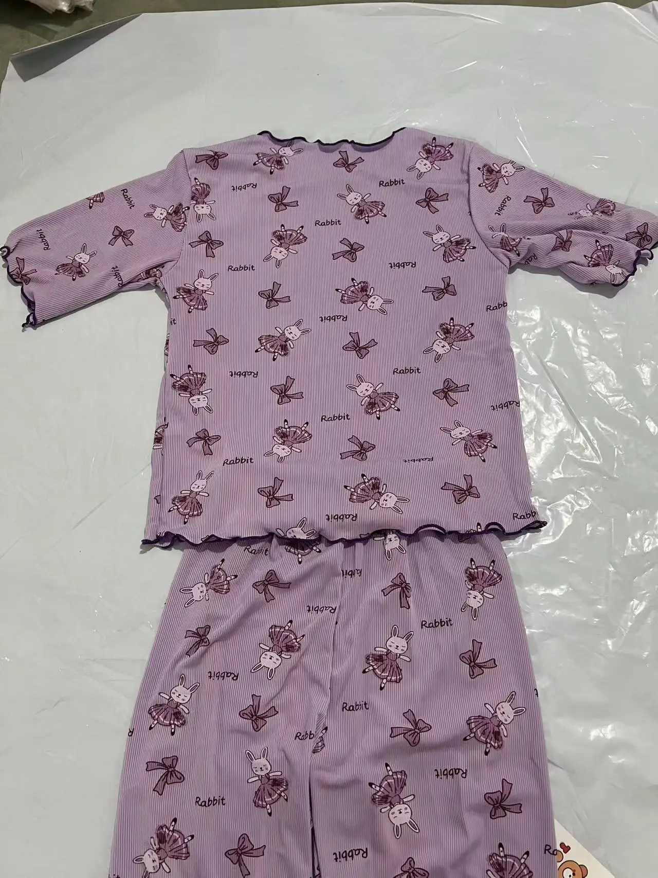 Girls' Ice Silk Breathable Summer New Style Pajamas Air-Conditioned Home Wear Rabbit Two-Piece Set Trendy
