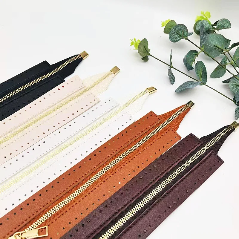 24cm DIY Handmade Bag Zipper Accessories 6-Color DIY Handmade Bag Zipper 24cm Pu Metal Zipper Woven Bag Accessories
