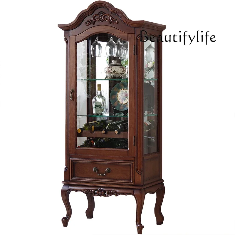 

American rural dining side cabinet European living room storage solid wood wine cabinet simple TV multi-function modern retro