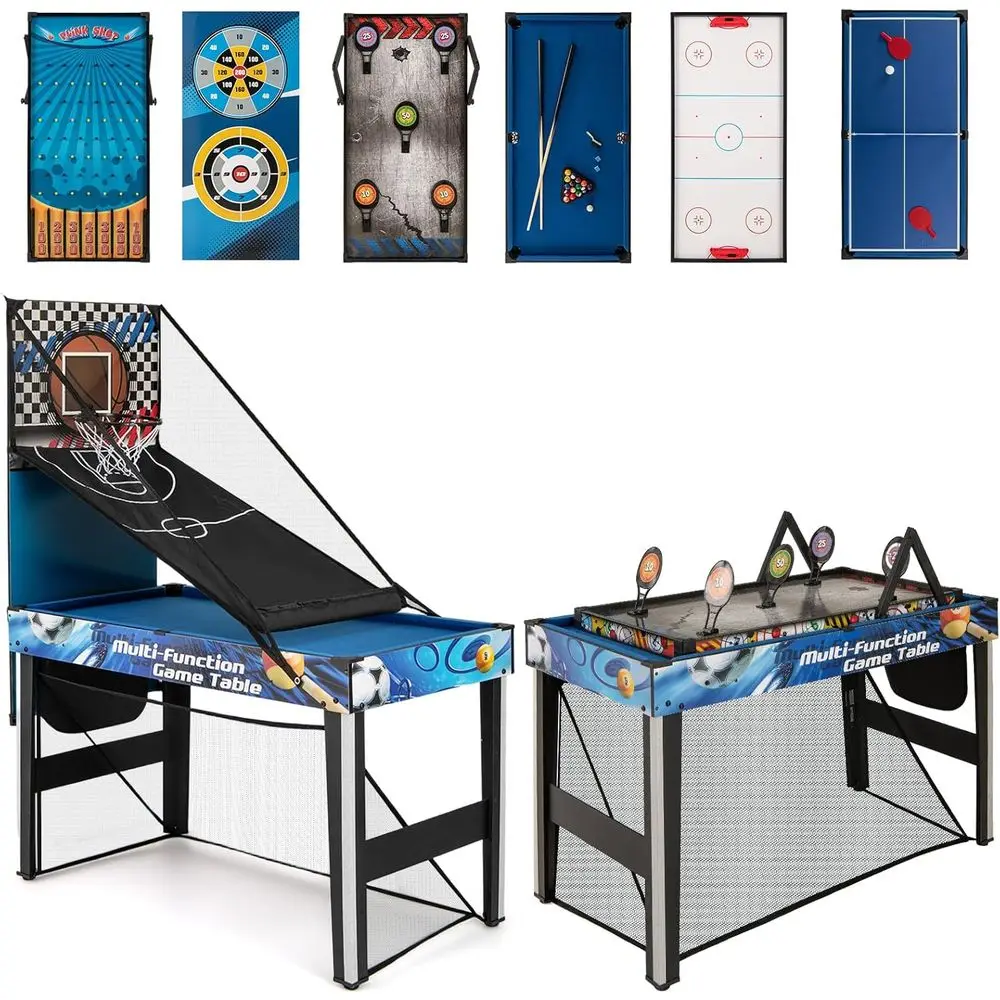 All-In-One 48 Game Table: Billiards, Ping Pong, Hockey, Basketball, Soccer, Field Hockey, Darts, Archery, Shooting, Marbles for