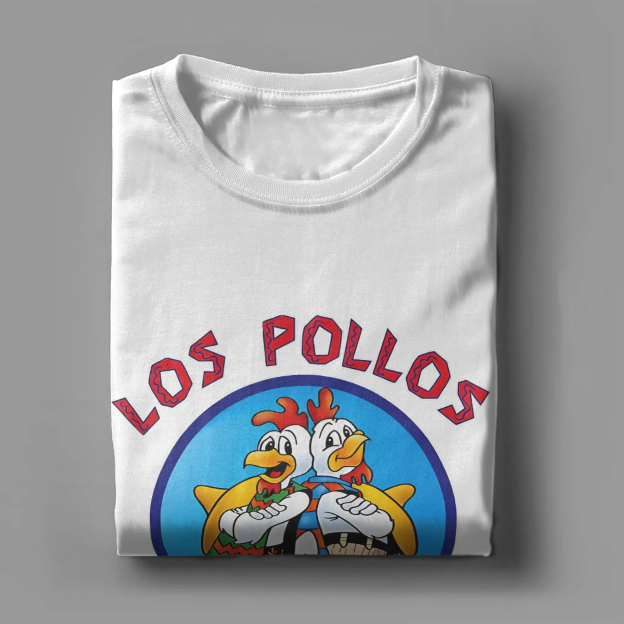 Los Pollos Hermanos   T Shirts Men's  Cotton Awesome T-Shirts Round Collar Breakings Bad Tee Shirt Short Sleeve Tops Party