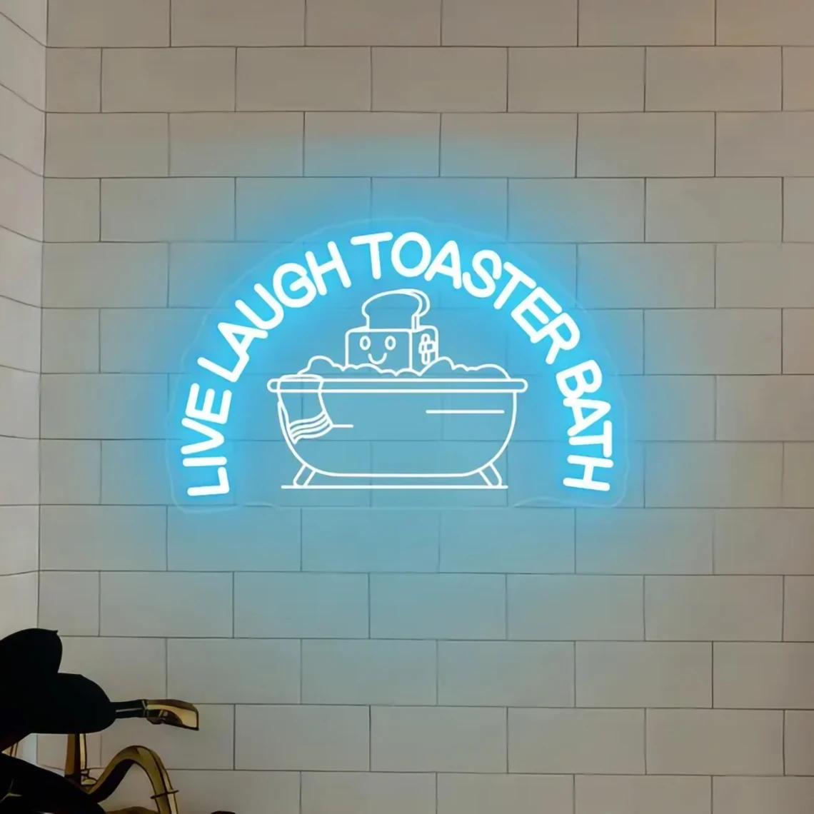 Live Laugh Toaster Bath Neon Sign Gothic Bathroom Decor Quirky Bathroom Decor