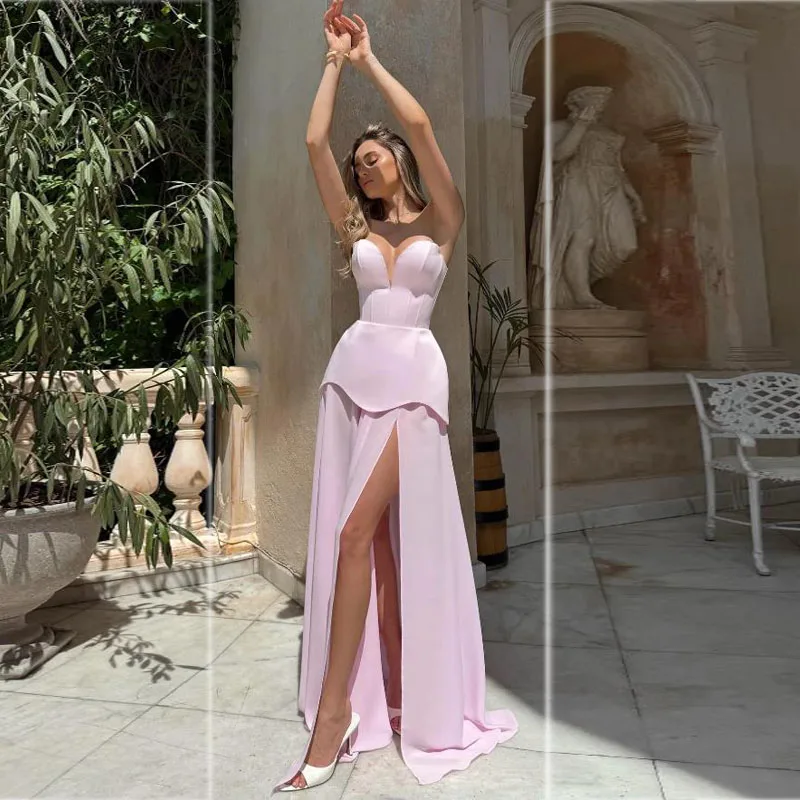 Robe de bal trapèze personnalisée, avec fente en mousseline de soie, longue robe d'été, Corset Maxi