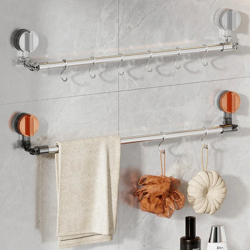 

Strong Suction Cup Towel Rack Non Perforated Rotating Multi Pole Towel Bar in The Bathroom Toilet Towel Rod in The Restroom