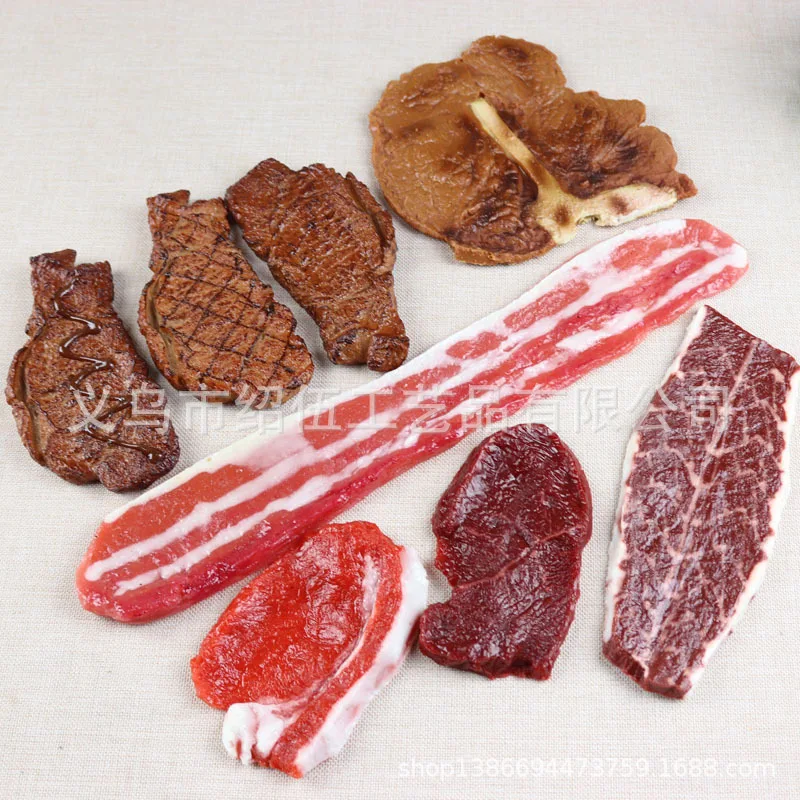 Filete modelo de cerdo simulado, corazón de cerdo, carne magra, ternera, cerdo estriado, costillas, accesorios decorativos de exhibición de alimentos simulados