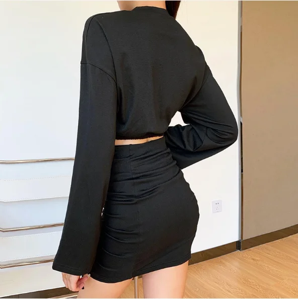 Summer Skirts 2022 Bodycon Skirt Knitted Side Drawstring Cotton Elastic Pleated High waist pleated skirt Women's S, M, L