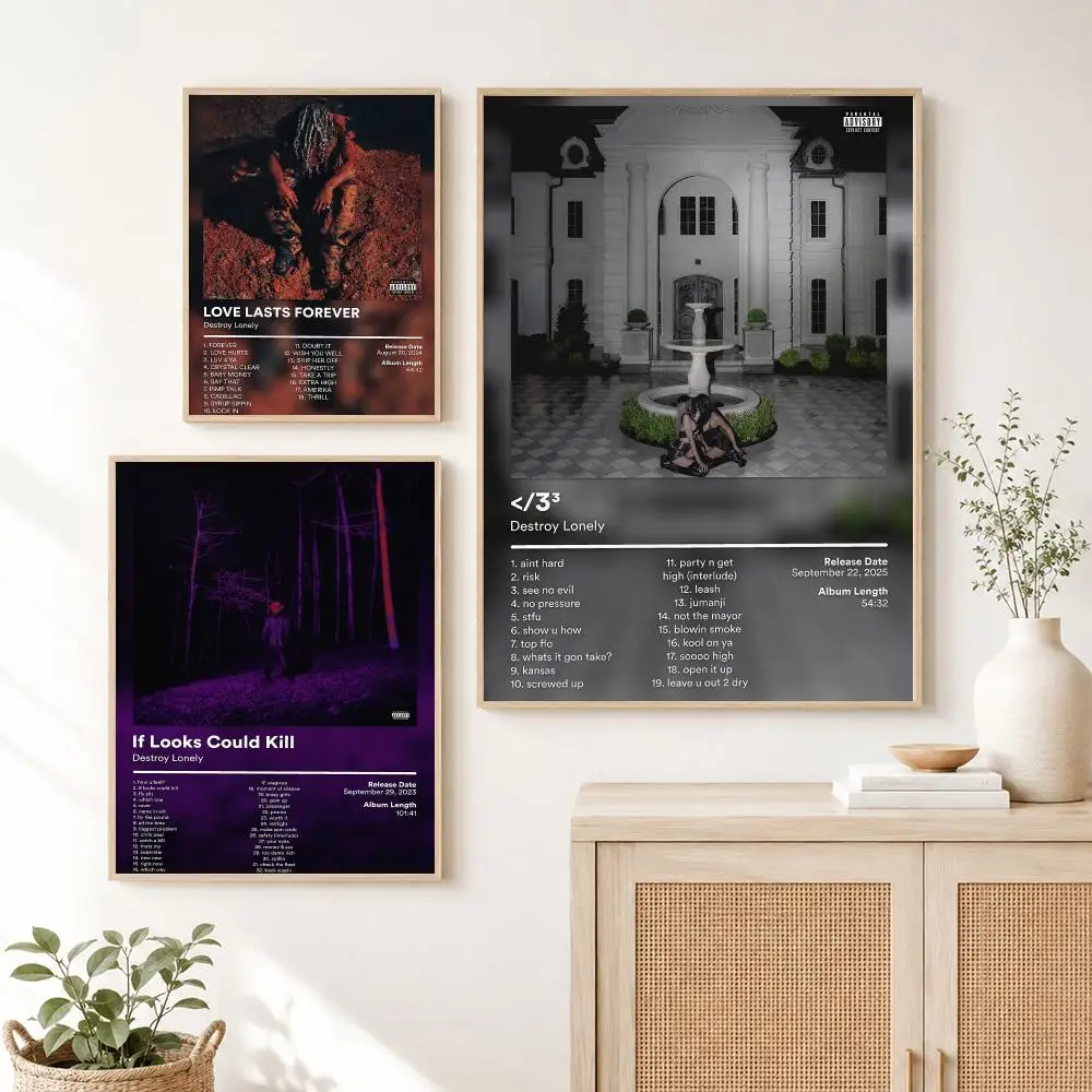 Pop Music D-Destroy Lonely Poster Self Adhesive Wall Art Decor for Bedroom Living Room Office Home Decor Gift