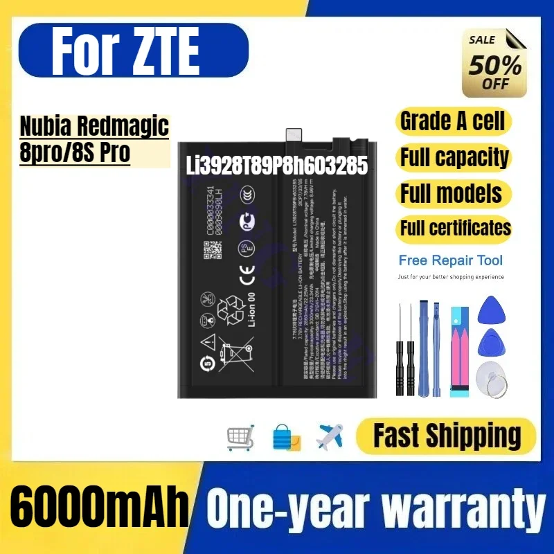 Li3928T89P8h603285  for ZTE Nubia Redmagic 8pro/8S Pro  Phone Battery High Quality Replacement Bateria Grade A Cell with Tools