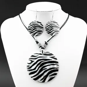 Natürlicher Schmuck Set für Frauen, Zebramuster, Halskette und Ohrringe, Geschenk Schmetterling Geschenk, Lady 8 Hauptverkäufe Zebra -Set - №7