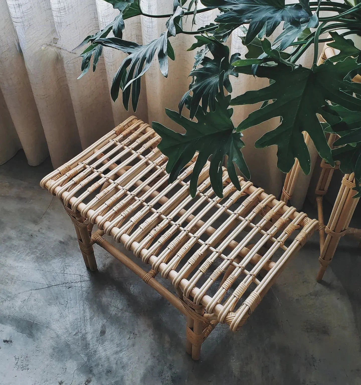 Vine Making French Handmade Cane Weaving Shoe Changing Stool Creative Retro Home Entry Bench