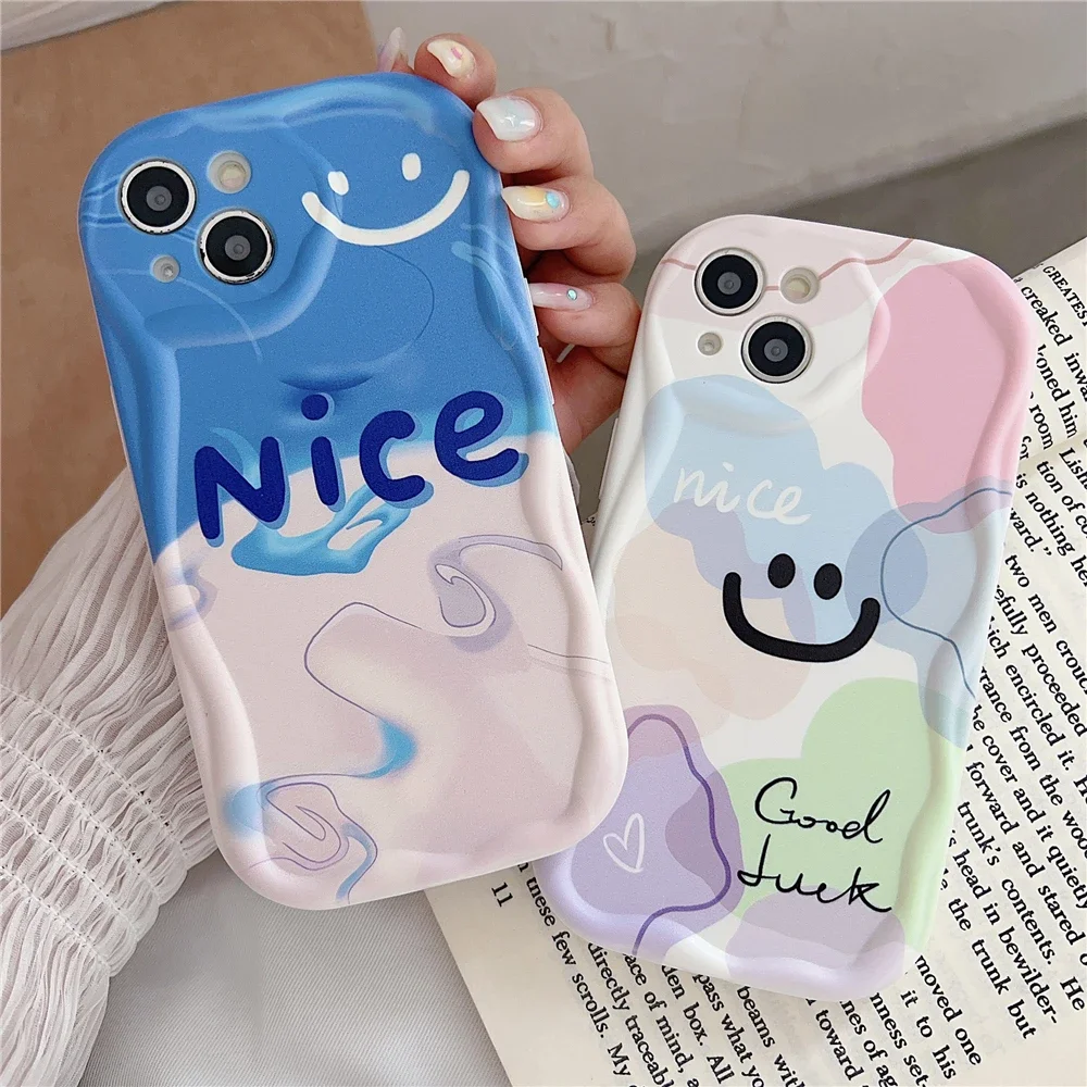 Luxury Cream Smile Face Phone Case For Xiaomi Redmi Note 12 Pro Case Note 12 12S 12C 13C A1 Plus POCO X5 13T Soft Silicon Cover