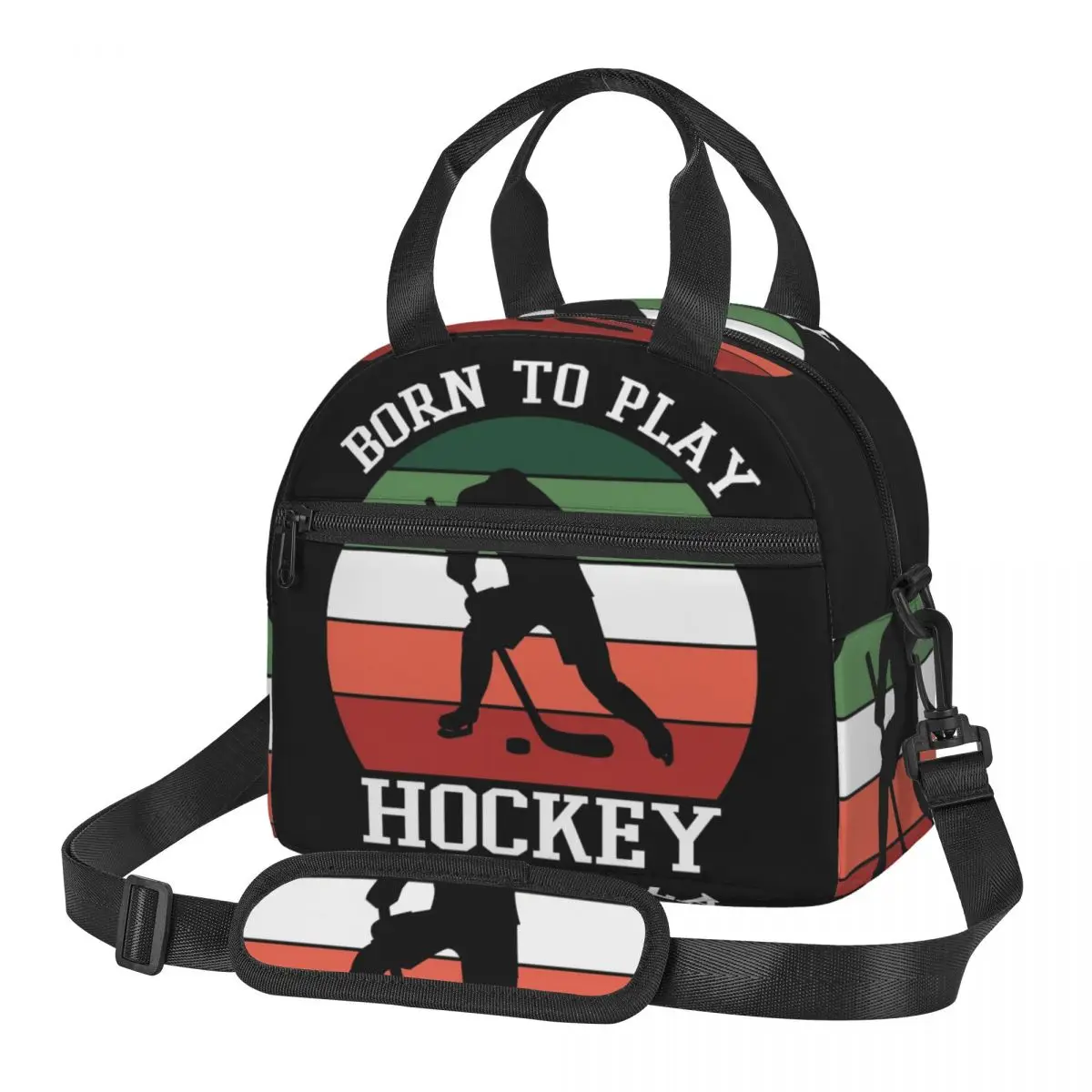 

Термосумка для обедов Born To Play Hockey, изолированная, для школы, для хранения бенто-боксов, портативная термосумка-холодильник для еды