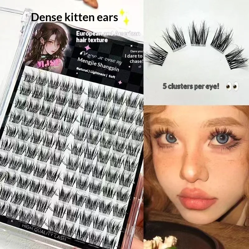 Flauschige Katzenohren-Kunstwimpern 5D Volumen - Natürliche Wiederverwendbare Wispy Faux-Mink-Wimpern im Manga-Stil für den Täglichen Gebrauch