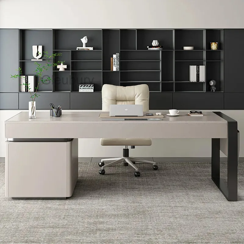 Modern light luxury saddle leather Room desks computer desk room offices office desks and workstations study table