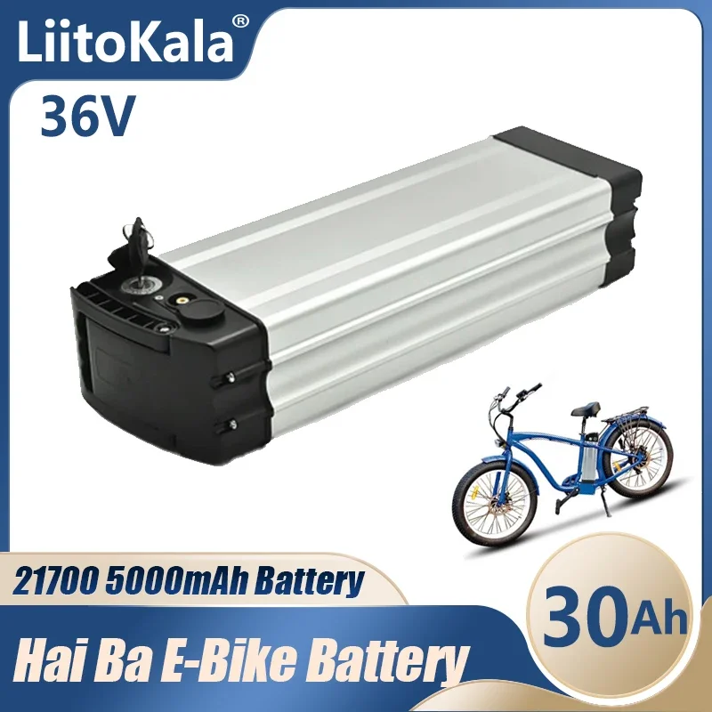 

LiitoKala 36V 30Ah 21700 Battery HaiBa Ebike Pack Electric Bike For 1000W Bafang Motor Bicycle Kits