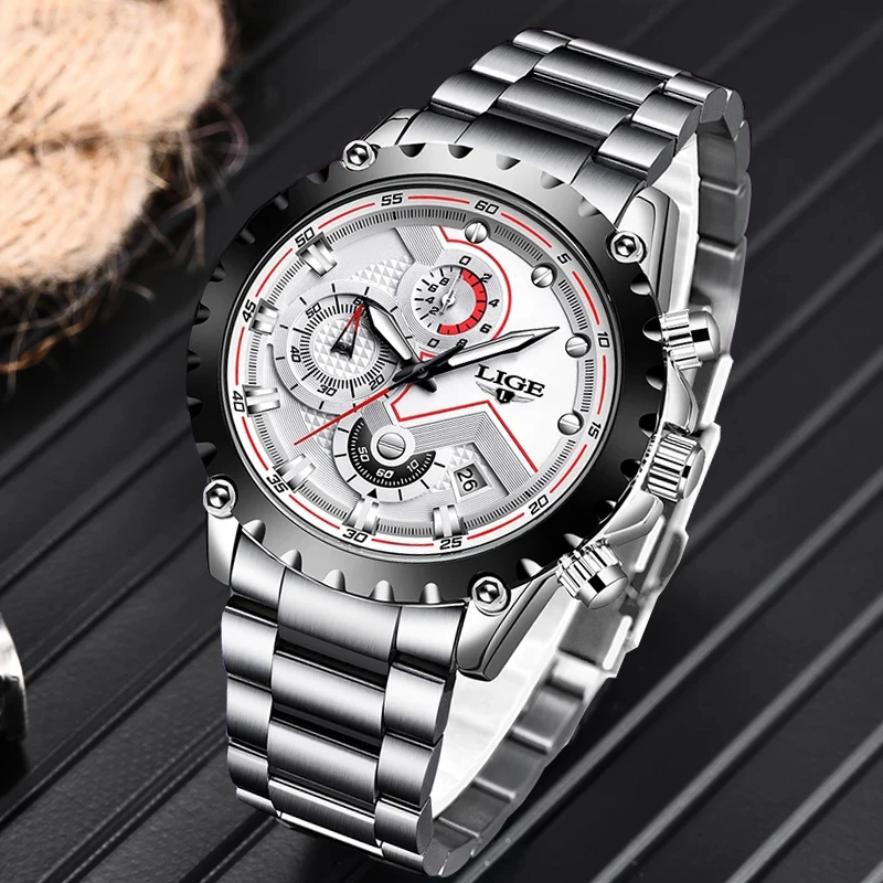 

Big LIGE Watches Men Luxury Brand Military Sport Men’s Wrist Watch Chronograph Quartz Waterproof Watch Full Steel Male Clock