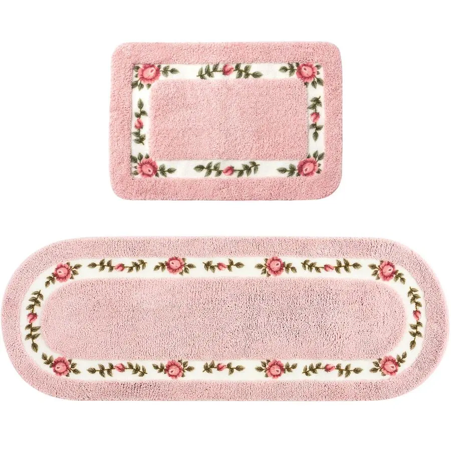 

Pcs Rose Flowers Bathroom Rugs Set Coquette Room Decor Floral Rugs for Bathroom Bedroom Living Room,Non Skid Absorbent Romantic