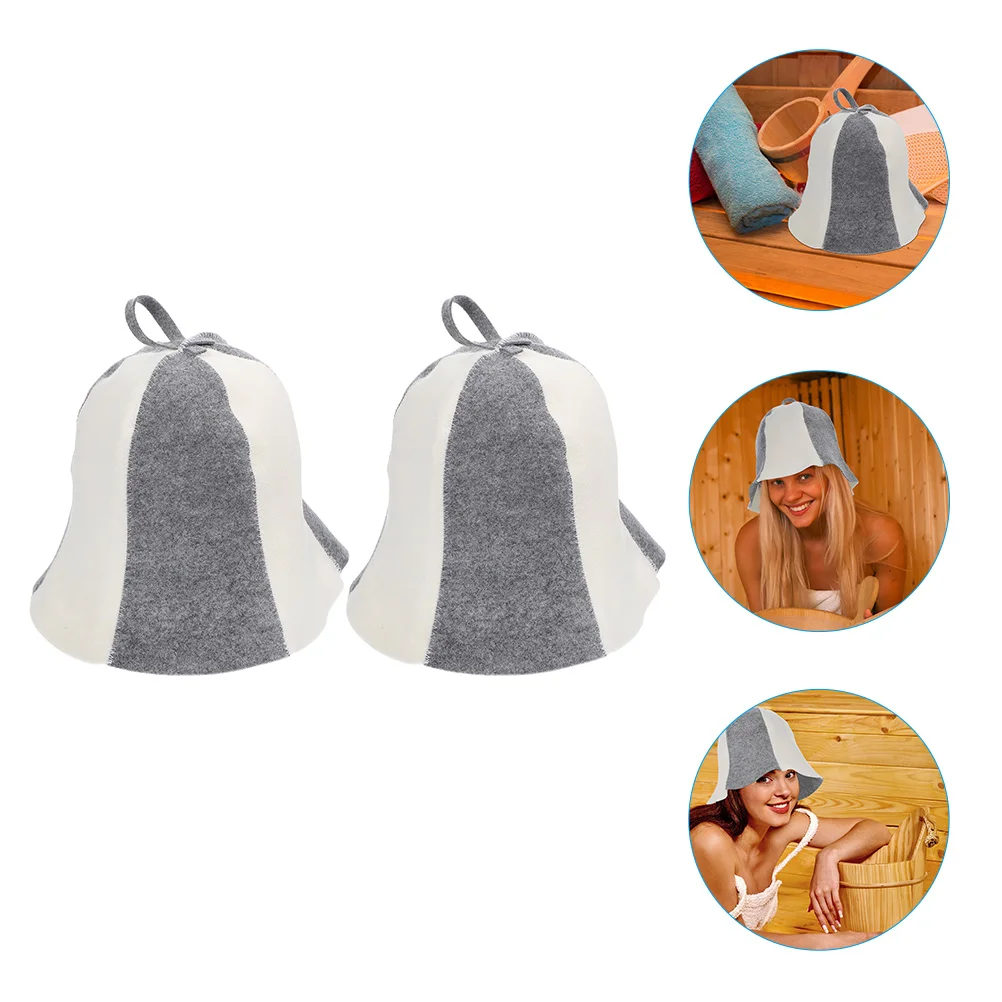 2 Pcs Felt Sauna Hat Large Shower Caps Water Absorption Hats Men for Bathing Showering
