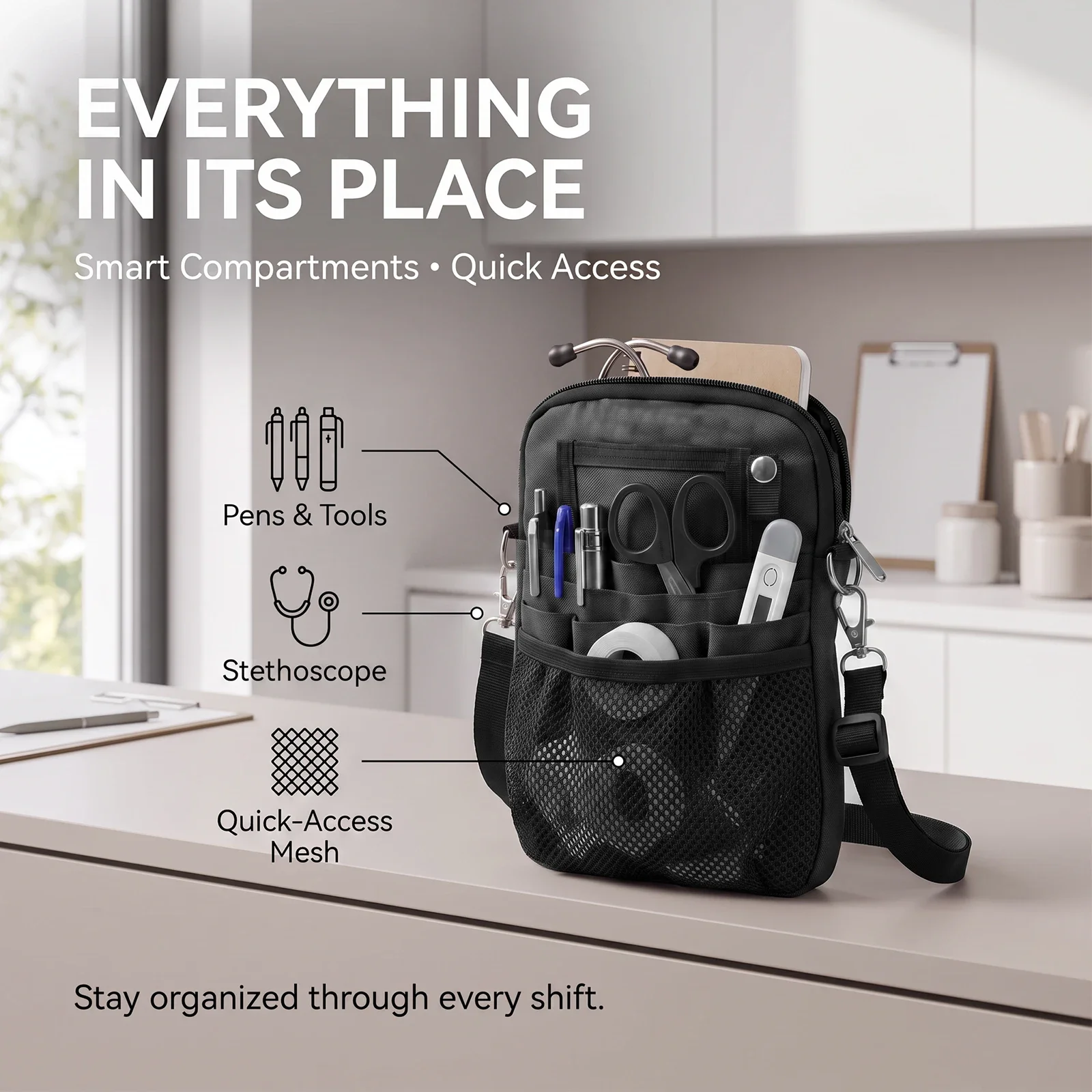 Nurse Tool Waist Bag Medical Staff Universal Multi Pocket Work Pocket Crossbody Or Waist Wear Medical Supplies Quick Access Bag