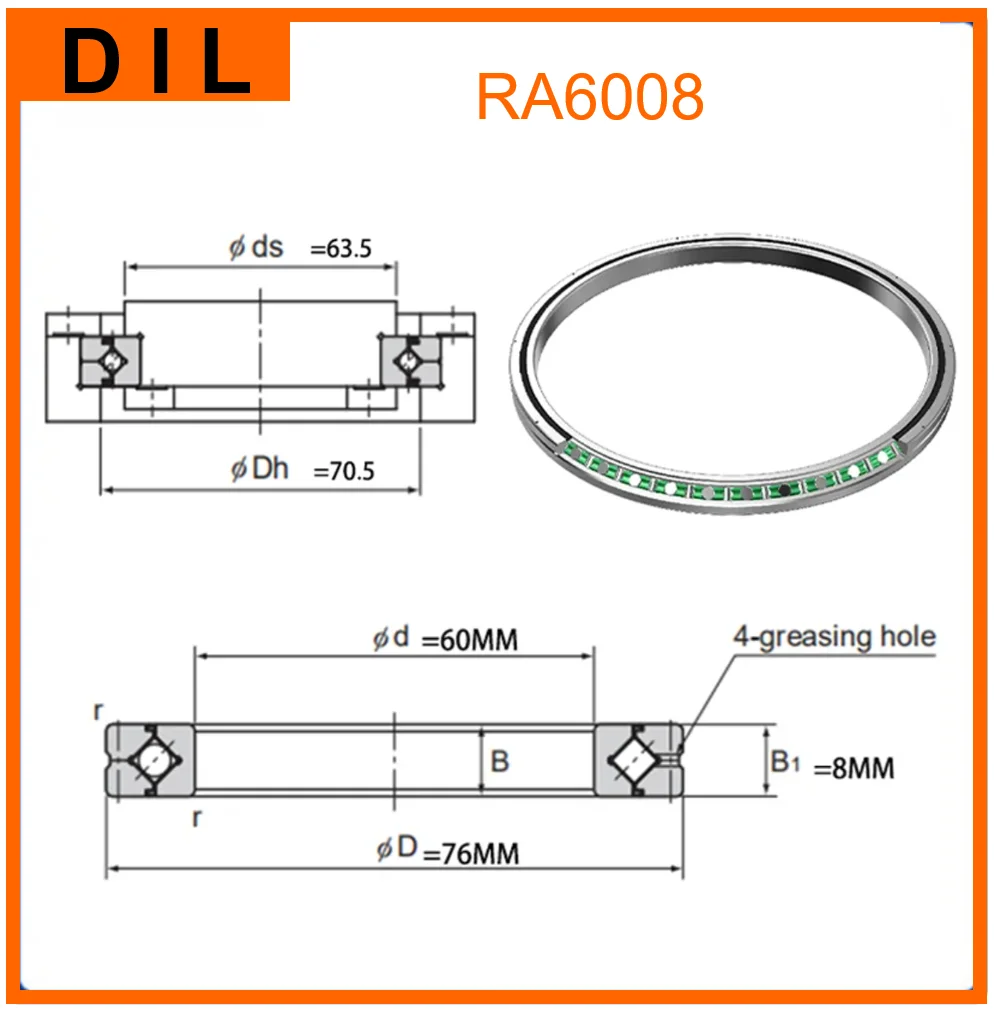 DIL Germany Cross-roller Ring RA6008 RA6008UU RA6008UUC0 RA6008UUCC0 Separable Outer Ring Type to replace THK IKO bearing