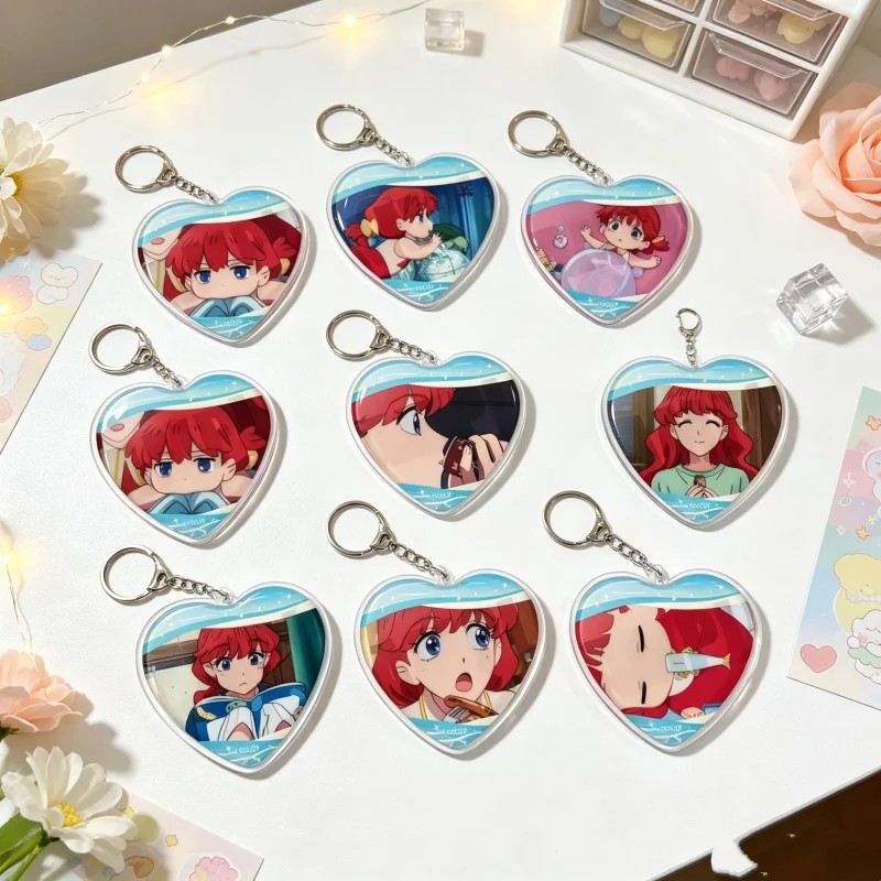 Acrylic Pendant Keychain 6CM New Style Goodbye, Lara Anime Heart Shape Lara,Mari Otsu,Luca Animation Peripheral Gifts Souvenir