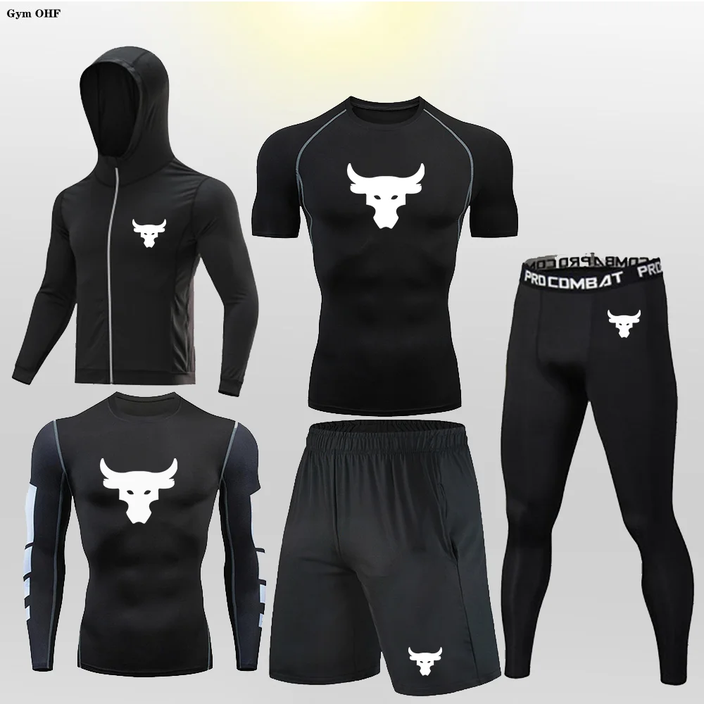 Fashionable Fitness Set Unleashes Athlete's Potential High Quality Fitness Sports Clothing MMA Men's Running Sports 5-piece Set