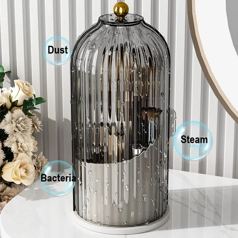 360° Rotating Makeup Organizer Transparent Makeup Brush Cosmetic Holder Luxury Cosmetic Organizer Eye Shadow Storage Vanity Box