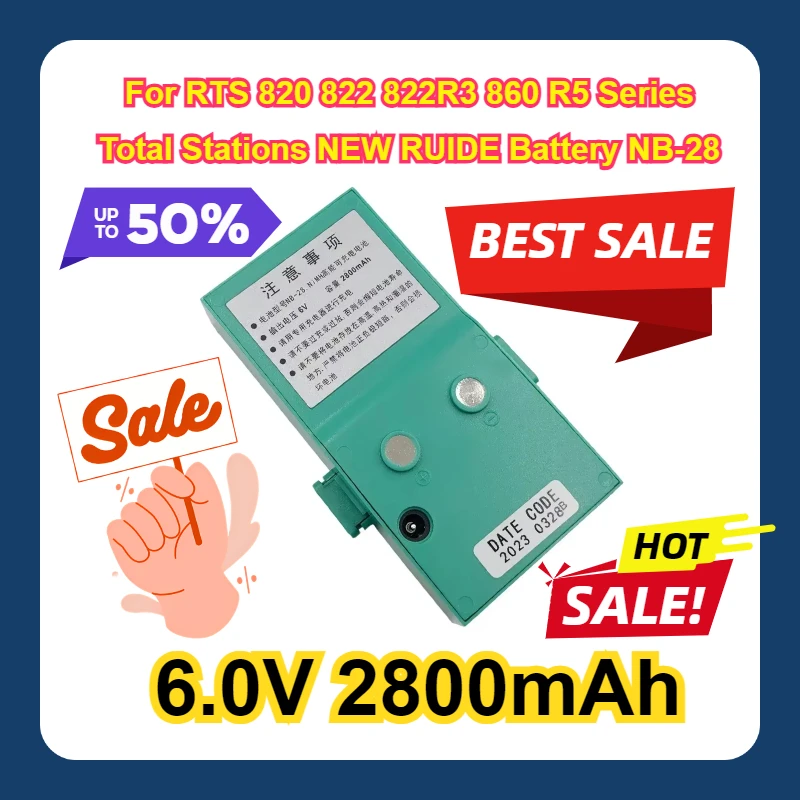 

6.0V 2800mAh For RTS 820 822 822R3 860 R5 Series Total Stations NEW RUIDE Battery NB-28