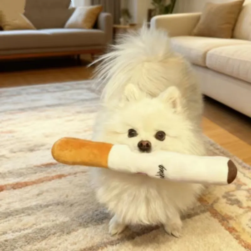 1 unidad de juguete divertido para mascotas, cigarrillo de peluche grande con sonido, juguete masticable interactivo para perros, resistente a mordidas, cigarrillo falso para masticar.