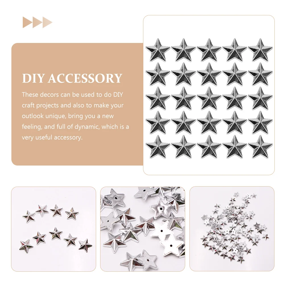 

200 Pcs Five-Pointed Star Ornament Accessories Sterne Acryl Verzierung Christmas Decor Supplies Embellishments Acrylic Wedding
