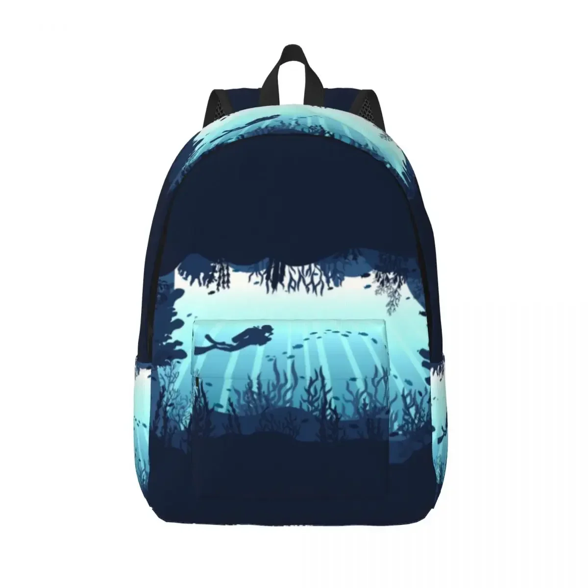 

Customized Deep Sea Caveran Diver Canvas Backpack Men Women Casual Bookbag for School College Dive Explore Bags