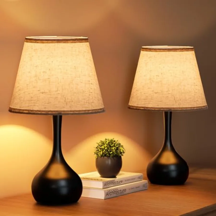 Touch Bedside Lamp Set of 2 Farmhouse 3-Way Dimmable Table Lamps for Nightstand with Shade Desk Lamp for Reading Bedroom Living