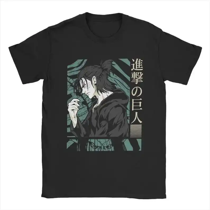 Humorous Humanity's Last Hope Eren Jeager Yeager AOT Anime Shirt, Men Cotton Shirts, Short Sleeve Tee Shirt Plus Size, Attack On