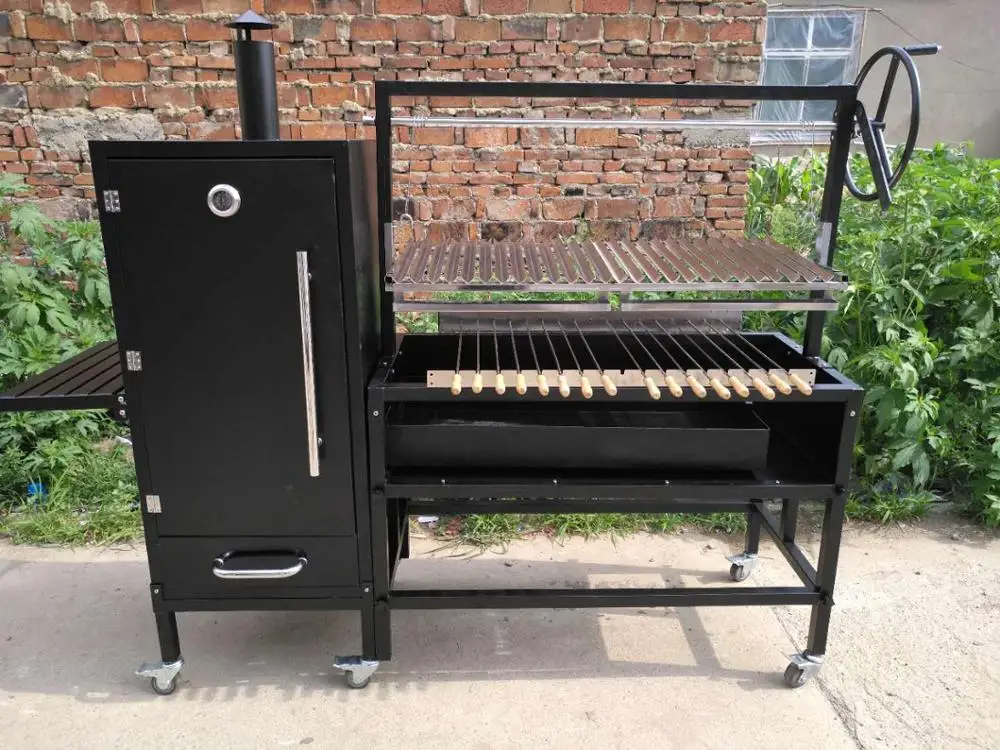 BBQ Argentina Grill Pit Machine Charcoal With Rotisserie Portable Smoker