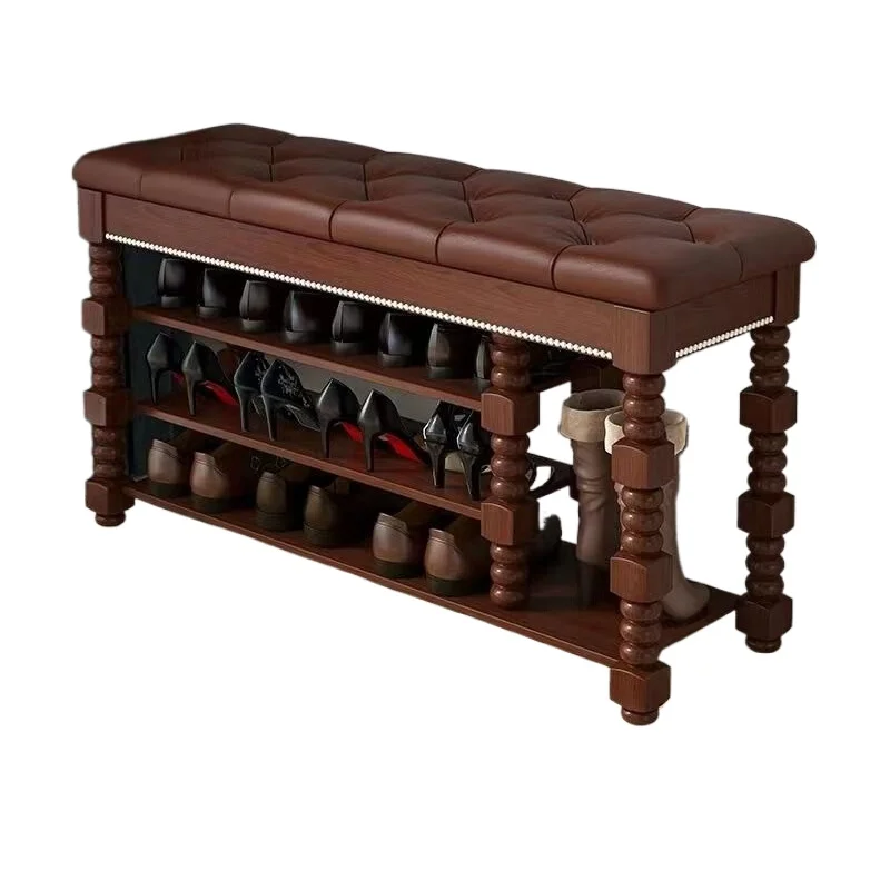 Solid Wood Shoe Bench with Storage for Home Entryway for Living Room Hallway for Men Women for Easy Shoe Changing and
