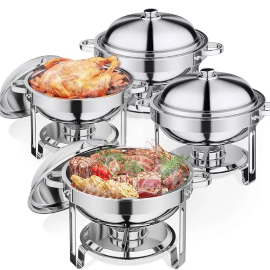 

5.5QT Chafing Dishes for Buffet 4 Pack Stainless Steel Chafing Dish Buffet Set Buffet Servers and Warmers with Lid for Wedding