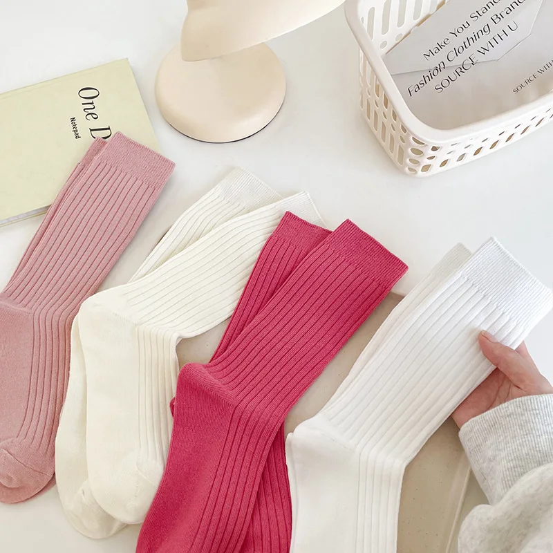 Women Socks Japanese Fashion Autumn New Novelty Candy Color Cotton Sports Crew Socks For Girls Preppy Style Striped Socks Casual