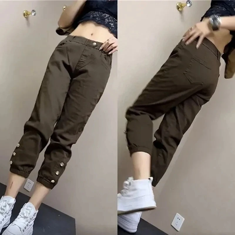 2024 neue koreanische Frühling Herbst Frauen Hosen elastische hohe Taille lose lässig gewaschene Harem Baumwolle Sports pants weibliche Hose