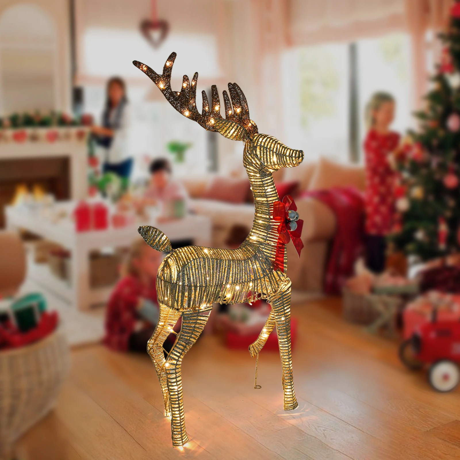 

Free Standing 110V Light up Christmas Decor Deer Waterproof for Christmas New Year's Weddings Parties