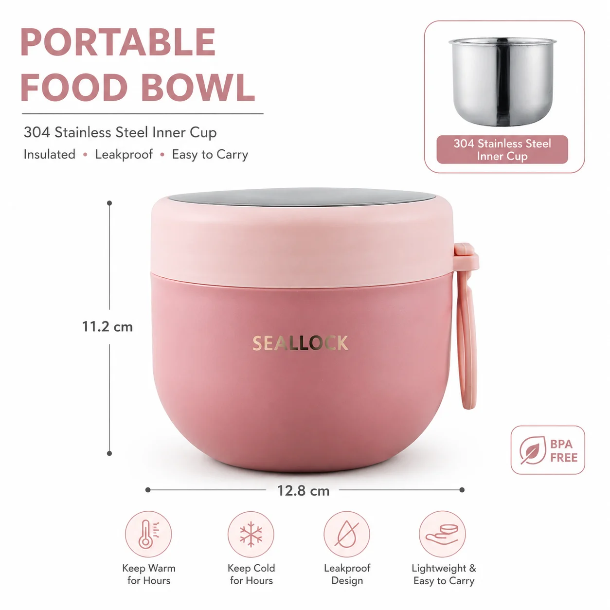 Stainless Steel Soup Cups Thermal Lunch Box Food Thermos Container with Spoon Insulated Bento Lunch Box for School Office - view 4