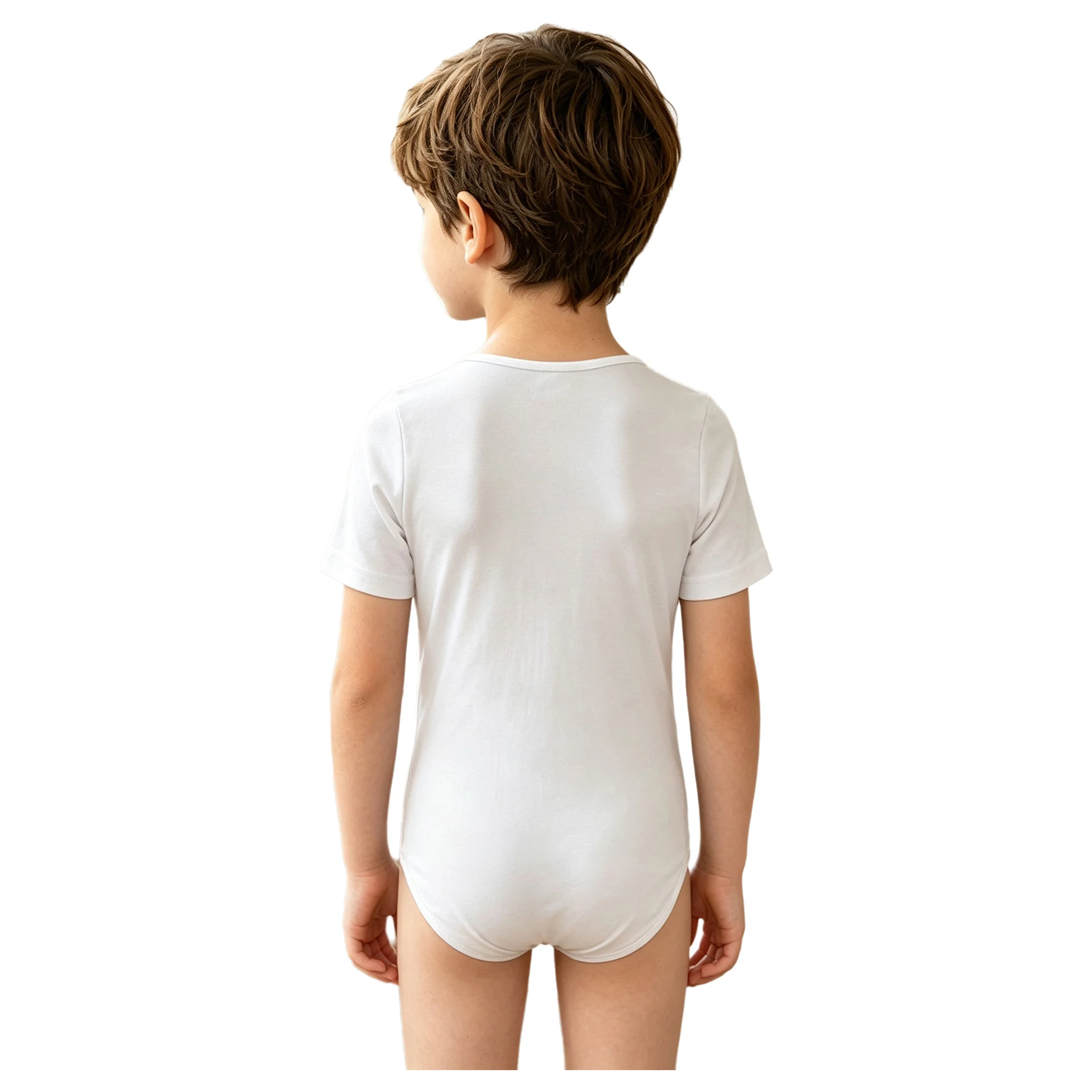 Kids Boys Short Sleeve Adaptive Leotard Special Needs Clouthes Round Neck Zipper Press Button Crotch Bodysuit Sleepwear Playwear